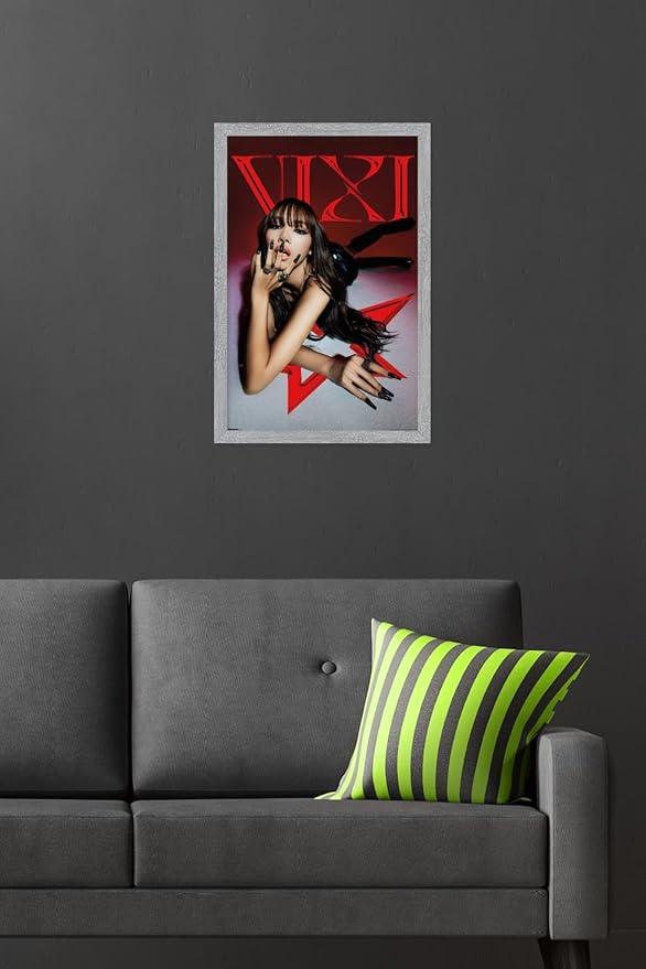 LISA - VIXI Red Star Wall Poster, 22.4L" x 14.7W", Gray Framed Version