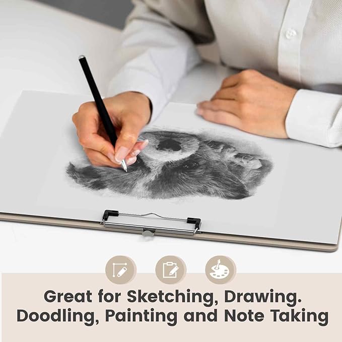 Extra Large 11x17 Clipboards, Plastic Khaki Drawing Boards, Horizontal Clip Board, Landscape Layout. Suitable for Watercolor, Sketching, Painting. Art & Drafting Supply