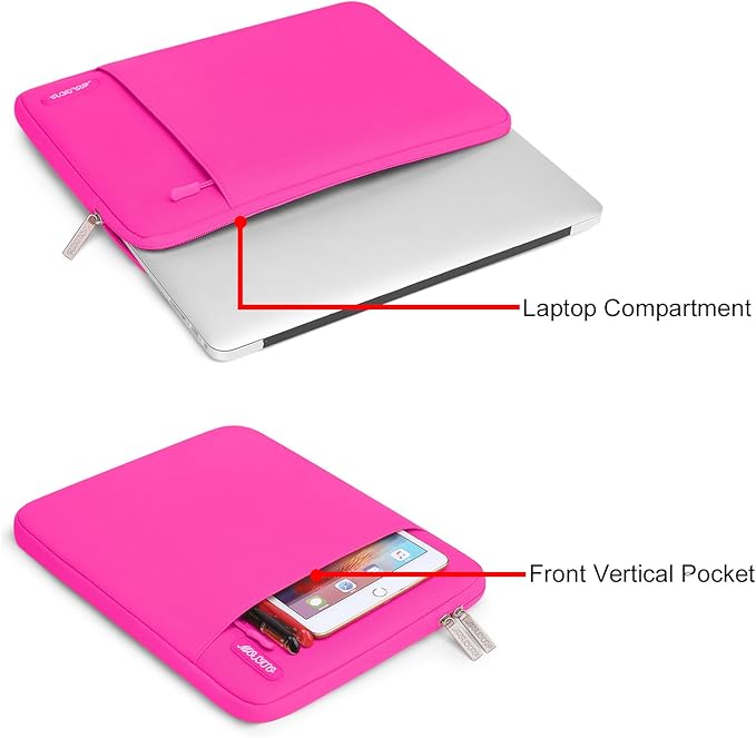 MOSISO Laptop Case 15 inch, 15 inch Laptop Sleeve Compatible with MacBook Air 15 M4 A3241 M3 A3114 M2 A2941 2025 2024 2023,Dell XPS 15,Polyester Vertical Computer Sleeve Bag with Pocket, Bright Rose