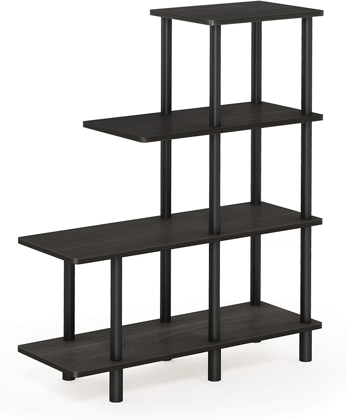 FURINNO Turn-N-Tube 4-Tier Cube Ladder Shelf, Espresso/Black