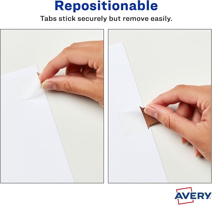 Avery Mini Ultra Tabs, 1" x 1.5", 2-Side Writable, Assorted Metallic Colors, 40 Repositionable Tabs (74785)