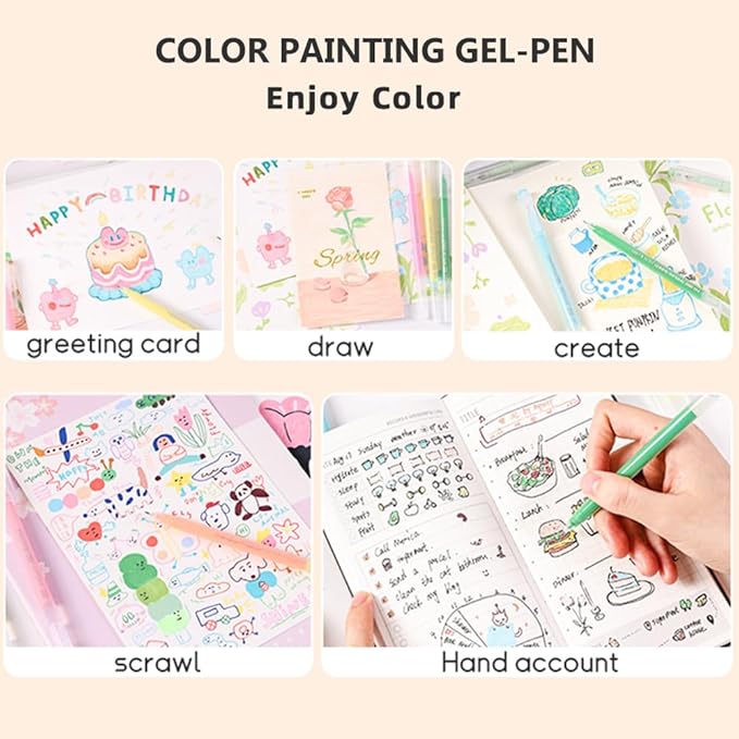 Gel Pens with Fine Point 0.6mm, 9 Colors Drawing Pencils for Adult Coloring Books Smooth Writing Pen Set for Journaling(Purple Style)