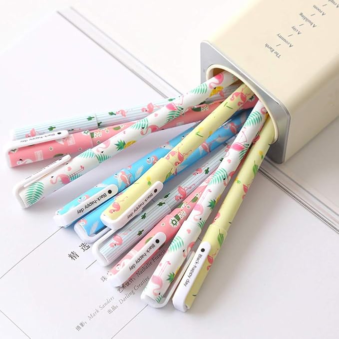 Cute Colorful Gel Ink Pens Set Unicorn Flamingo Multicolor 10 Pcs 0.5 mm