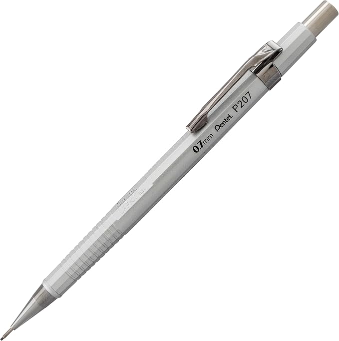 Pentel Sharp Metallic Mechanical Pencil, (0.7mm), Medium Line, Assorted Colored Barrels, Pack of 4 (P207MPF4M)
