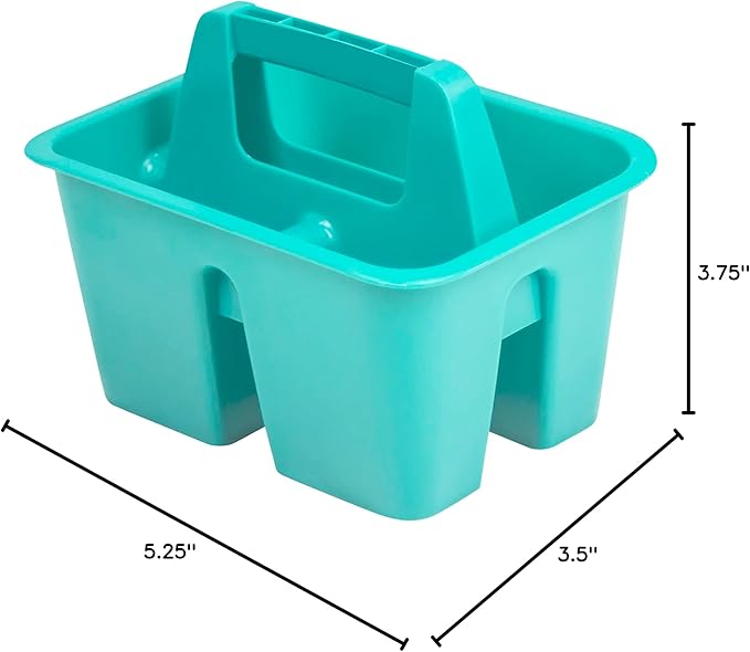 Storex Mini Classroom Caddy, Multipurpose Classroom Organizer with Handle, Teal, 12-Pack (01065U12C)