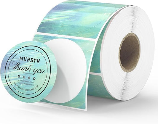 MUNBYN 2 Inch Round Green Thermal Labels, Self-Adhesive Stickers for Baking, Candle, and Food, Compatible with Thermal Printers, 500 Labels/1 Roll