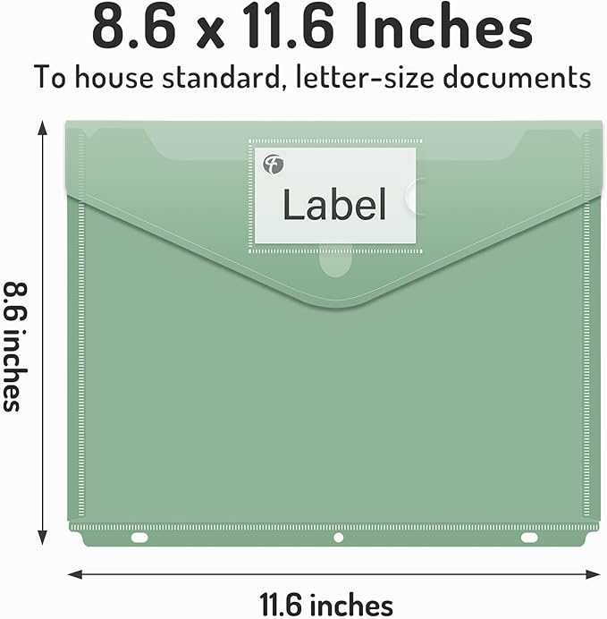 Forvencer Binder Pocket, 10 Pack Super Heavyweight Plastic Folders with Tight Closure, Binder Folders Side Loading, 3 Ring Binder Pocket, Binder Dividers with Pockets, Letter Size, Retro Series