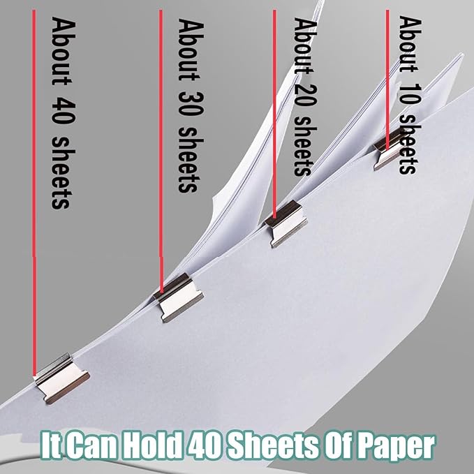 Portable Binder Clip Stapler, Includes 100 Reusable Clips, Handheld Paper Clam Clip Dispenser Large Size, Mini Push Stapler Clamp Staplers for Desktop Document Home School Desk Office(2PCS-A)