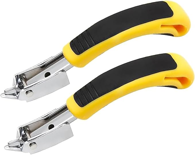 2Pcs Staple Remover Heavy Duty Upholstery Staple Puller Tool with Ergonomic Handle for Furniture Floor Wooden Case Carton Photo Frame（Yellow）