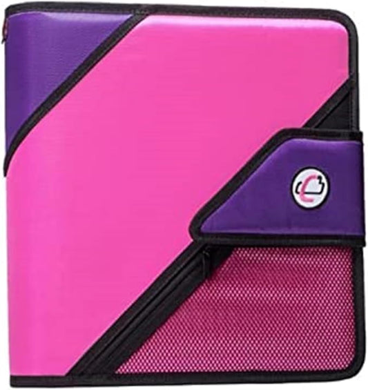 Case-it The Open Tab Binder - 2 Inch O-Rings - 5 Color Tab Expanding File Folder - Multiple Pockets - 400 Sheet Capacity - Pink S-826-A