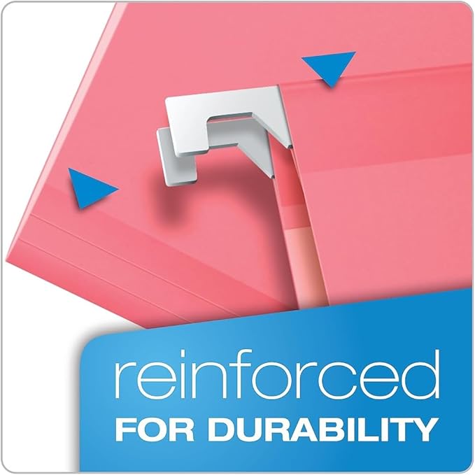 Pendaflex 04153 1/5 PIN Reinforced Hanging Folders, Legal Size, Pink, 1/5 Cut, 25/BX (4153 1/5 PIN)