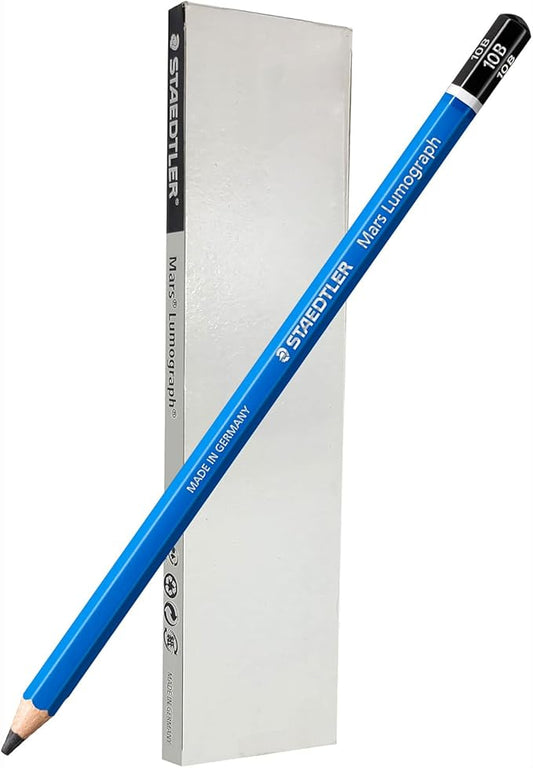 Pencil Mars Lumograph 10B Art Drawing Pencils, Pre-sharpened Graphite Pencils, Break-Resistant Bonded Lead, 100% PEFC, pack of 6