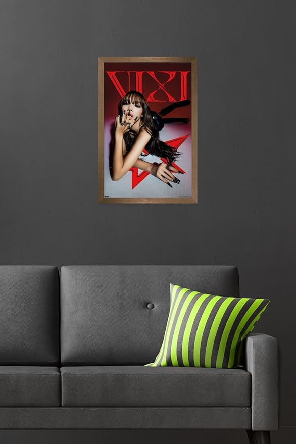 LISA - VIXI Red Star Wall Poster, 22.4L" x 14.7W", Bronze Framed Version