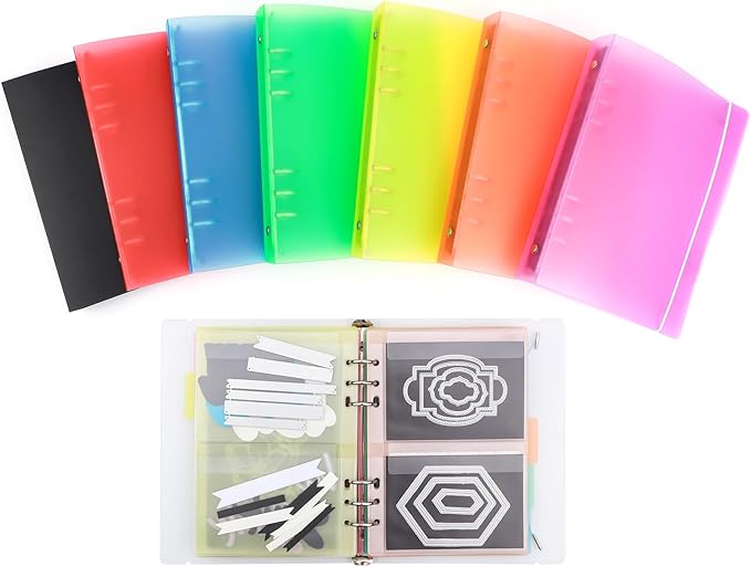 BAOFALI 2Pcs/Set A5 6 Ring Binder Cover Clean Transparent Soft PVC for Refillable Notebook Shell withMatte surfaceforStamp & Die Storage (Orange Color)
