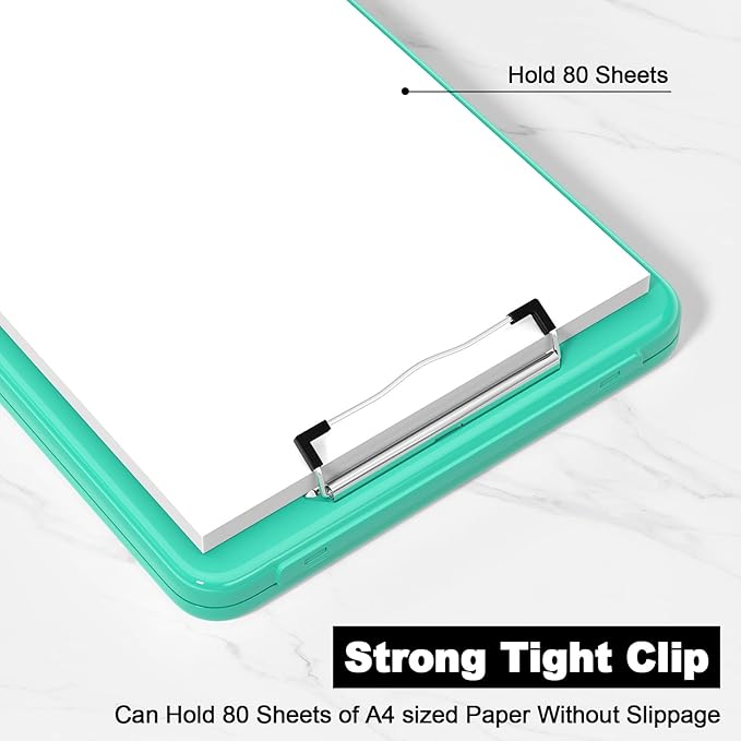 Hongri Clipboard with Storage, 8.5 x 11 Nursing Clip Board Foldable Storage for Nurses, Lawyers, Students, Classroom, Office, School, Size 13.4 x 9.4 X 0.9 in, Teal