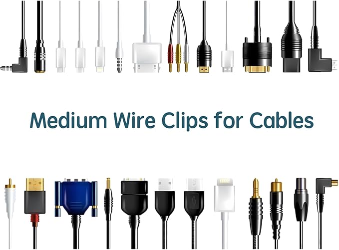 200pcs Adhesive Cable Clips, Finisher Wire Clamp Cord Clips Cable Management Light Clips Cable Organizer Max.1/4" Wire Hider for Cords