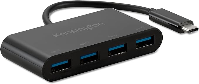 Kensington CH1200 USB-C 10Gbps 4-Port Hub, USB Type C to USB Adapter with 4 USB 3.0, Compatible with Thunderbolt 4, Thunderbolt 3, USB4 and USB-C Devices (K33616WW)