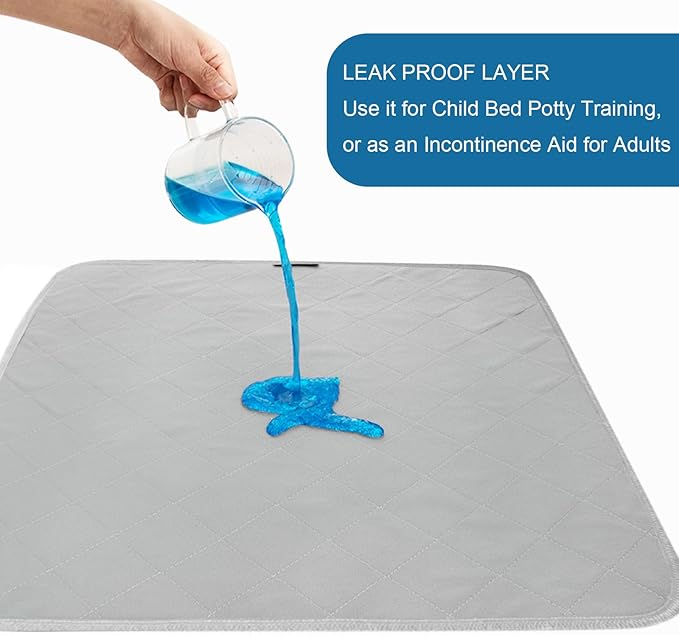 Waterproof Chair Pads for Incontinence Washable 22'' x 21'', 2 Pack Absorbent Seat Protector Pee Pads for Adults, Elderly, Kids, Toddler and Pets, Grey and Navy