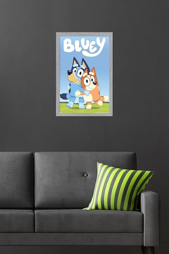Bluey - Hug Wall Poster, 22.4L" x 14.7W", Gray Framed Version
