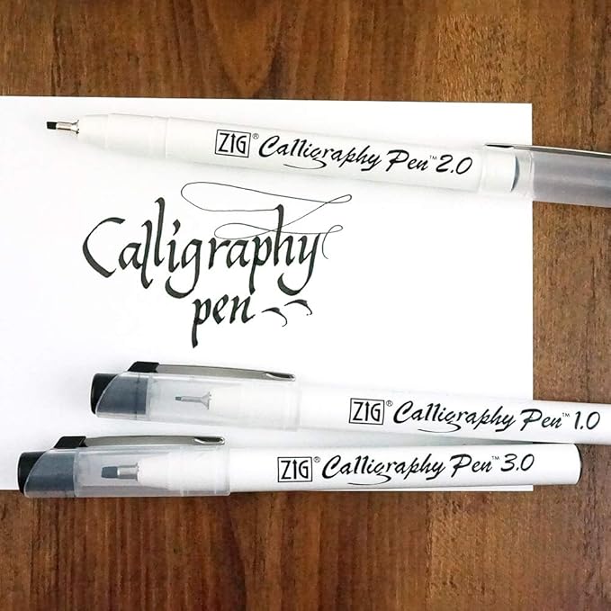Kuretake ZIG CALLIGRAPHY PEN SQUARE Tip BLACK 3 Set, 1mm, 2mm, 3mm, For Italic and Gothic Calligraphy Beginners, AP-Certified, Odourless, Xylene Free, Professional quality, Made in Japan