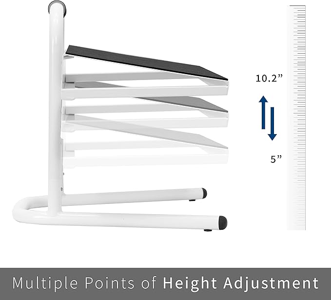 VIVO Ergonomic Height Adjustable Foot Rest Relief Platform, Elevated Stool for Comfortable Sit to Stand Workstation, Non-Slip Surface, Portable, Home Office Classroom Use, White, STAND-FT01W