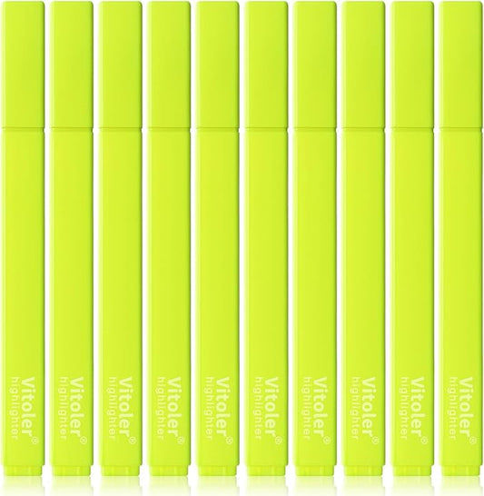 Vitoler Fluorescent Yellow Highlighters,10 Pack Bright Color Chisel tip Highlighters for Adults in the Home School Office