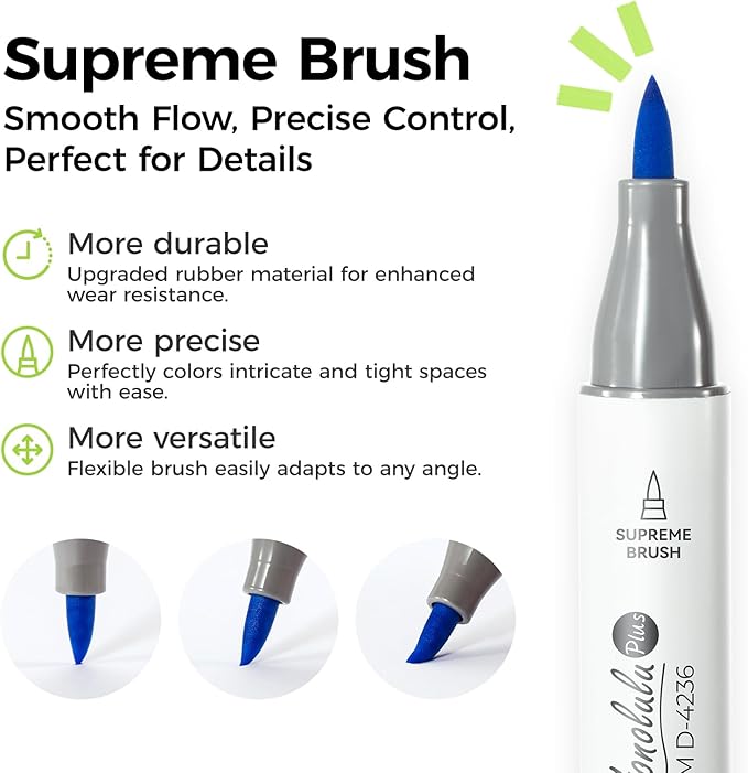 Ohuhu Brush Markers Honolulu Plus: 24-color Supreme Brush& Chisel Dual Tips Alcohol-based Art Marker Set for Artist Adult Coloring Book Illustrations- Refillable
