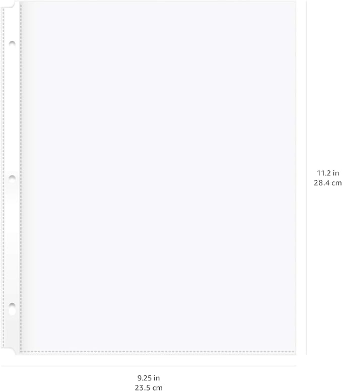 Amazon Basics Durable Clear Sheet Protectors for 3 Ring Binder, 8.5 in x 11 in, 3 holes, 200 Pack