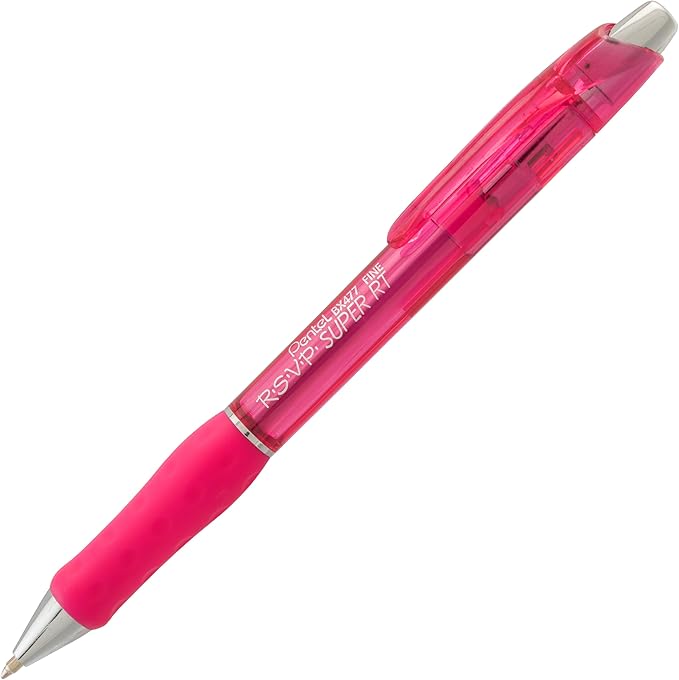 Pentel RSVP Super RT Ballpoint Pen, (0.7mm) Fine Line, Assorted Ink, Pack of 4 (BX477BP4M1)