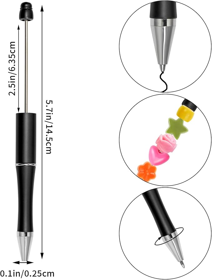 jiebor 30Pcs White Beadable Pens Plastic Bead Ballpoint DIY Cute Cool Pens Black Ink for Women Men Bridal Graduation Gift Office Supplies