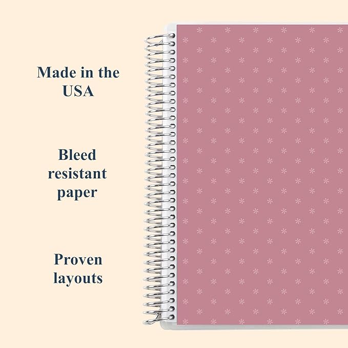 Erin Condren 7” x 9” Dot Grid Spiral Notebook, 5mm Dotted Layout with 80 Lb. Paper, Canvas Asterisk Cover, 160 Dot Grid Notebook Pages, Platinum Coil, Stickers Included