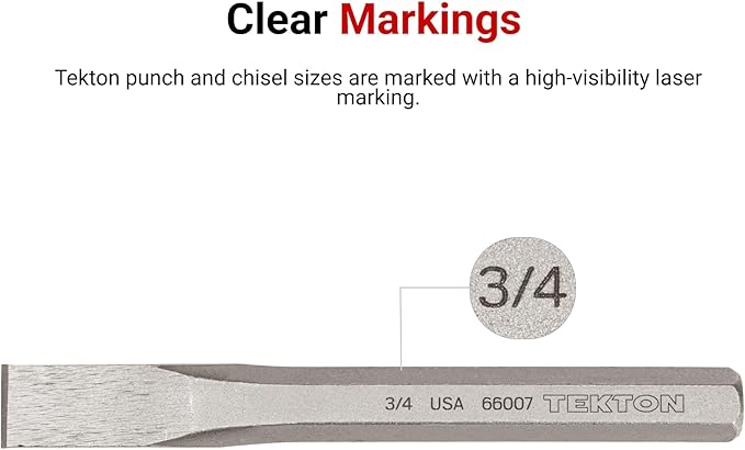 TEKTON Cold Chisel Set, 3-Piece (1/2, 3/4, 1 in.) | PNC91003 | Made in USA
