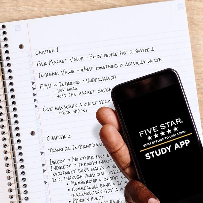 Five Star Spiral Notebook Plus Study App, 1 Subject, College Ruled Paper, 100 Sheets, 8-1/2" x 11", Forest Green (72055)