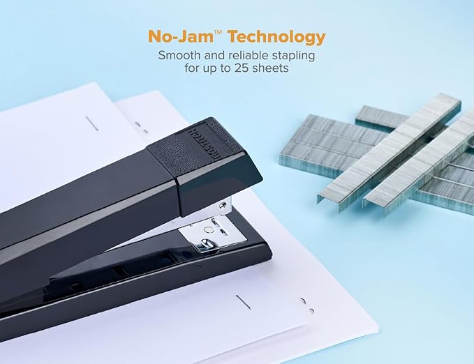 Bostitch Office Stapler,No-Jam Premium for Desktop,Includes 1,250 Staples,Full-Strip,25 Sheet Capacity,Black,(Pack of 12)