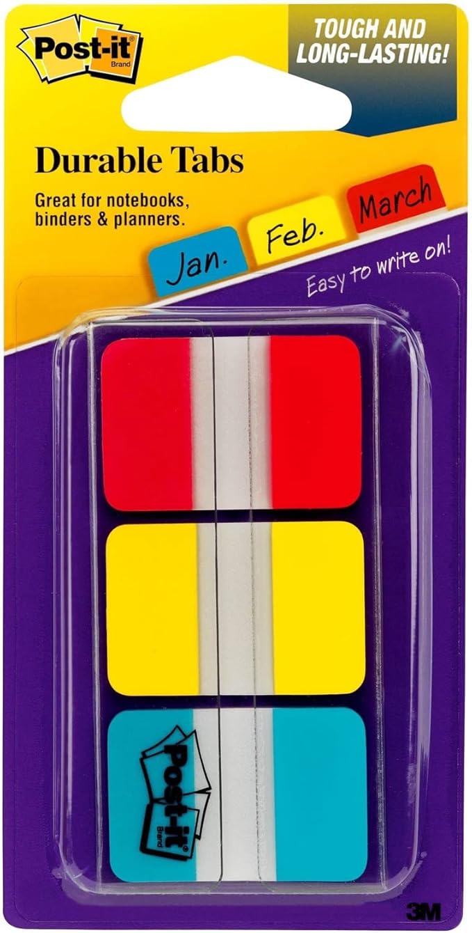 3M 686RYBT Post-it Tabs,1-Inch x1-1/2-Inch, 36 Tabs/PK, Assorted