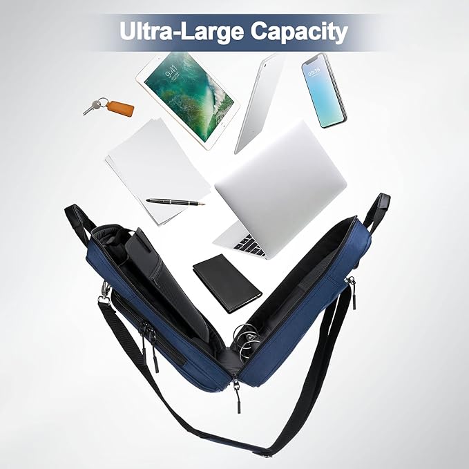 3 Ring Zipper Binder 2 Inch with Shoulder Strap 500 Sheet Capacity & Multi-Pockets for School and Office Binder Organizer, Compatible with 13-Inch MacBook/Tablet (Patent Design Dark Blue)
