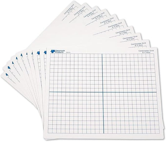 Learning Resources 9"x 11" Double Sided X-Y Axis Dry Erase Mats, Graphing, Math Classroom Accessories, Teaching Aids, Set of 10, Ages 6+