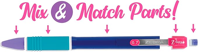 Zebra Pen, Z-Grip Mechanical Pencil, Smooth Writing, Latex-Free Grip, 0.7mm Lead, #2 HB, Pre-Loaded with Lead and Eraser, for School, Office, Everyday Use, Assorted Colors, 18-Pack, (50424)