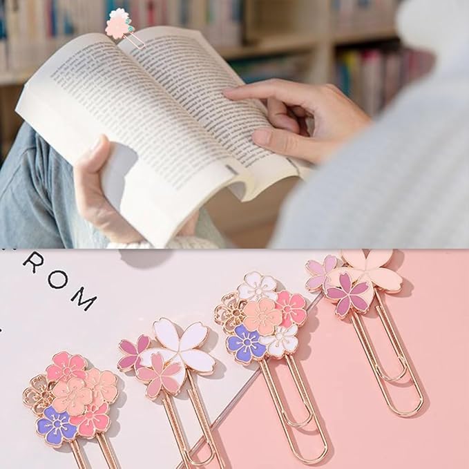 7 PCS Cherry Paper Clips Metal Paperclip Large Size Paper Clip Cute Bookmark Colorful Office Supplies Present for Teacher & Students, Bookmark Clamp Desk Accessories Stationery for School