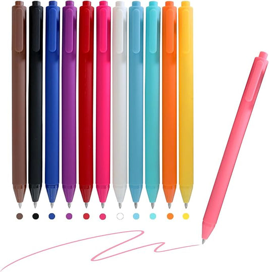 Colored Gel Pens, 12 Pcs Retractable Pastel Ink Colors, Cute Pens 0.7mm Fine Point Quick Drying for Writing Drawing Journaling Note Taking School Office Home