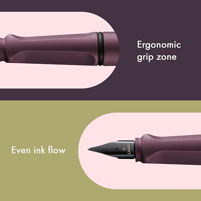 LAMY safari scarlet - Fountain Pen with ergonomic grip & polished Left-Handed steel nib (LH) in size M - ideal for any Writing & Calligraphy - including LAMY T 10 blue cartridge