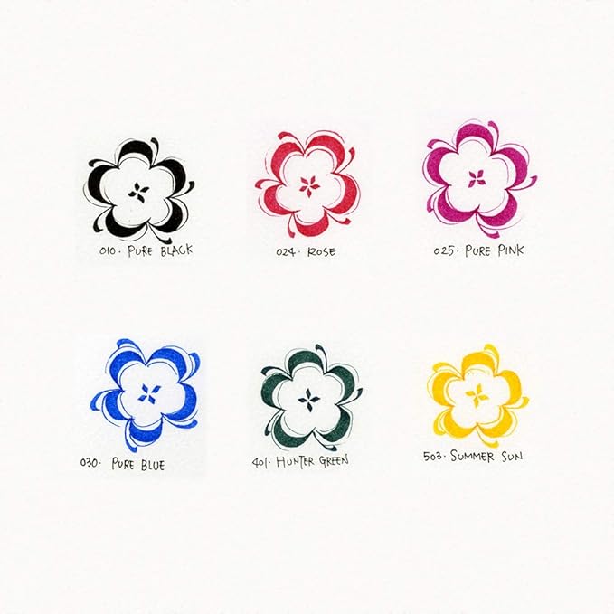 Kuretake Zig Calligraphy 2 Dual Tip Markers 6 Colors Set, 2mm, 3.5mm, Square Tips, Photo-Safe, for Beginners, Made in Japan