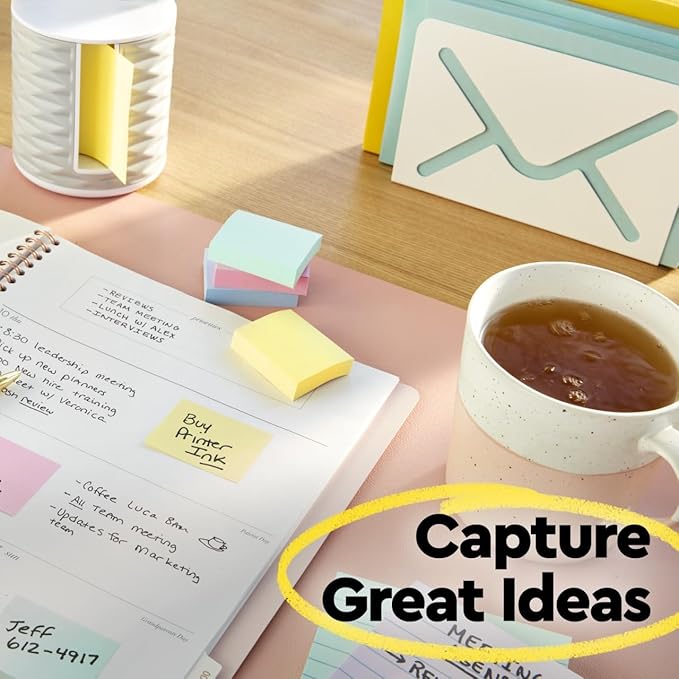 Post-it Notes, 1/3/8 x 1 7/8 in, 24 Sticky Notes Pads, 100 Sheets per Pad, Canary Yellow, The Original Post-it Note, New Year Organization or Second Semester School Supplies (Pack of 2)