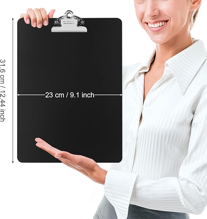 ZCZN Metal Clipboard, 24 Pack Heavy Duty Aluminum Clipboards 12 x 9 Inches, A4 Letter Sizer Document Holder with High Capacity Clip, Suitable for School, Office, Jobsite or Medical Staff, Black