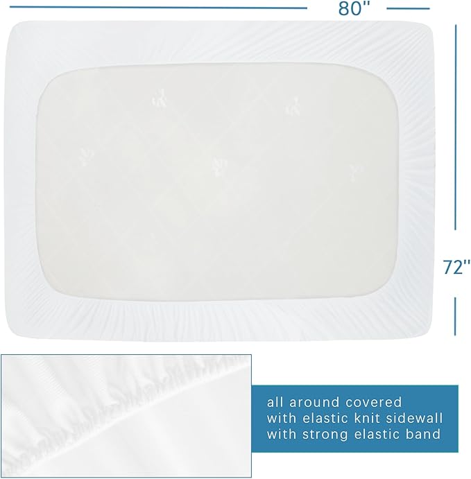 RV King Terry Mattress Protector Waterproof for 72''×80'' up to14'' Depth, Ultra Soft & Breathable Smooth Top Fitted Mattress Cover Skin-Friendly Machine Washable