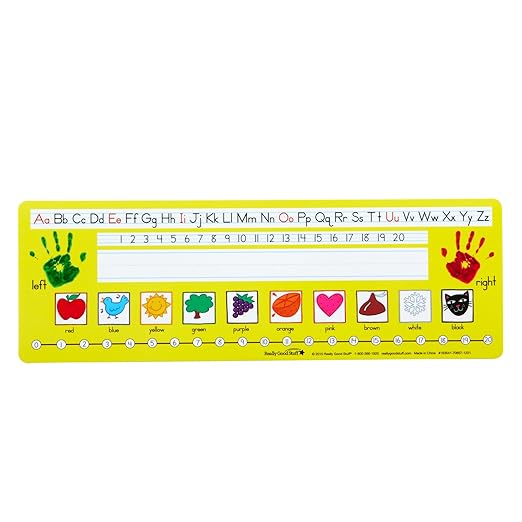 Really Good Stuff 24PK Zaner-Bloser Self-Adhesive Plastic Desktop Reference Nameplate - Letters, Numbers, Colors, Traditional Manuscript Name Tags