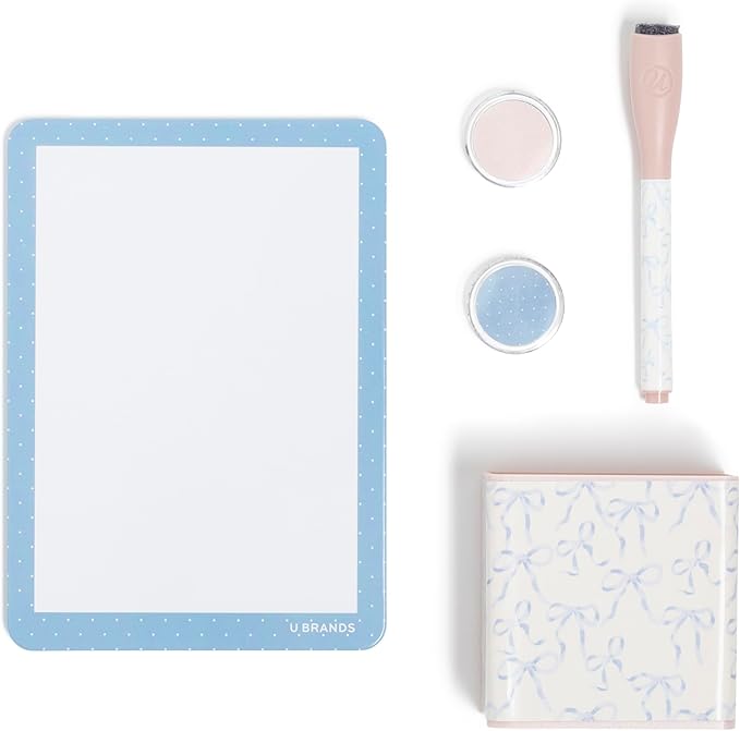 U Brands Magnetic Locker Accessories and Decorating Kit, 6 Piece Set, Charming Coquette, Back to School Essentials, Whiteboard, Mirror, and More