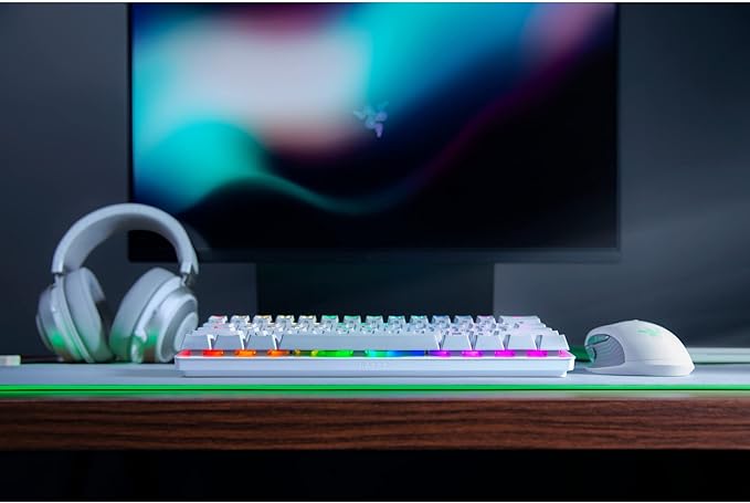 Razer Huntsman Mini 60% Gaming Keyboard: Fast Keyboard Switches - Clicky Optical Switches - Chroma RGB Lighting - PBT Keycaps - Onboard Memory - Snap Tap - White