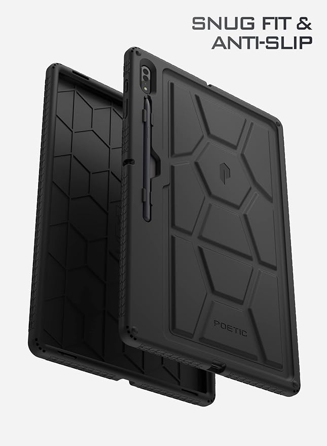 Poetic TurtleSkin Case Designed for Samsung Galaxy Tab S8 Ultra 14.6 Inch 2022, Heavy Duty Shockproof Rugged Kids Friendly Drop Protection Silicone Cover, Black