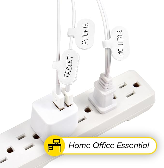 Cable Labels by Wrap-It Storage, Regular, White (36 Pack) - Write On Cord Labels, Wire Labels, Cable Tags and Wire Tags for Cable Management and Electronics, Computers. Great Stocking Stuffer